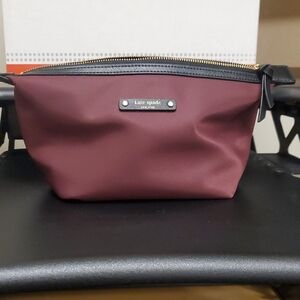 Kate Spade Maroon Pouch with Black Accents